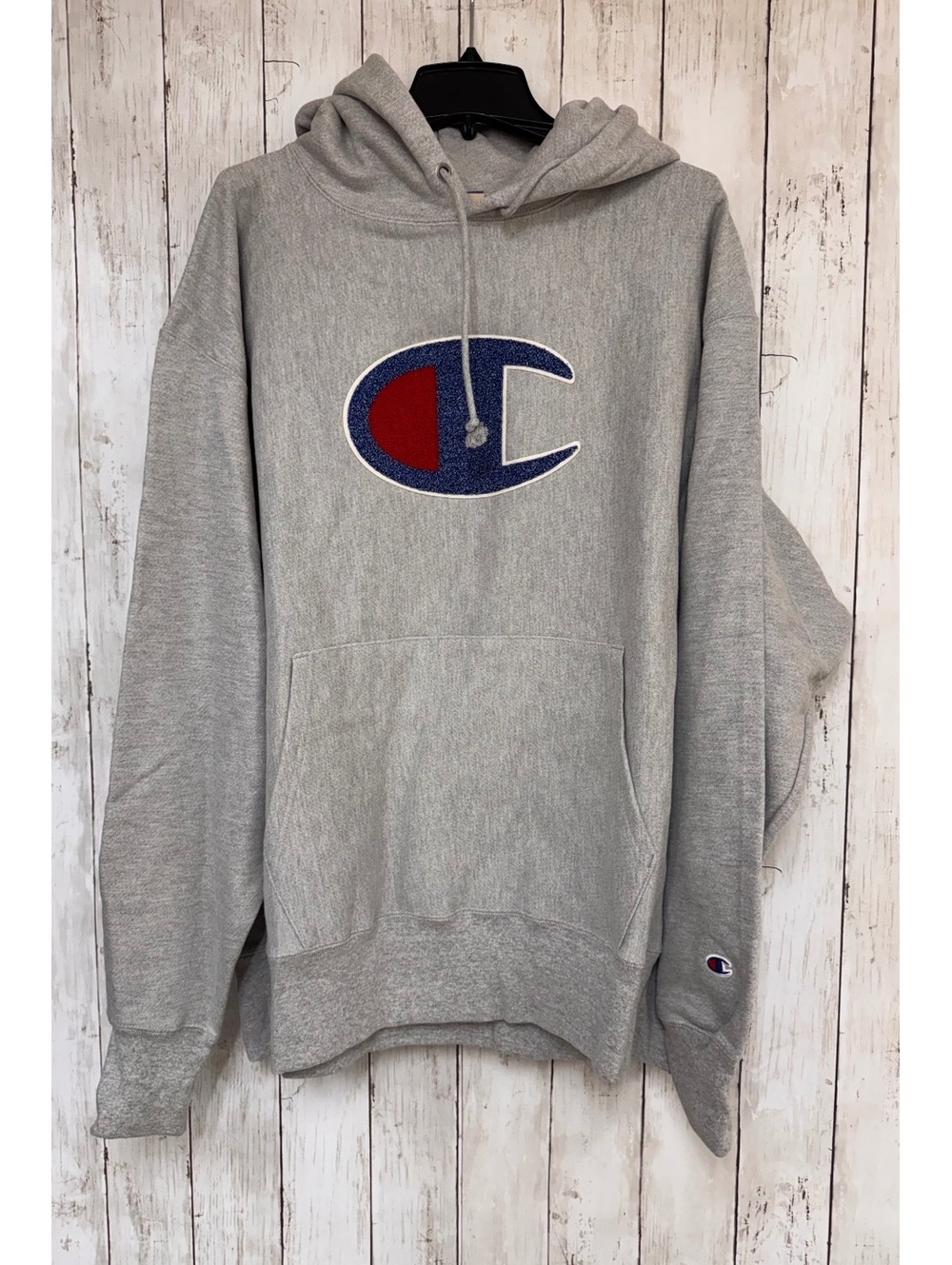 NEW Champion Reverse Weave Hoodie Mens 2XL Gray Big C Chenille Logo NWT